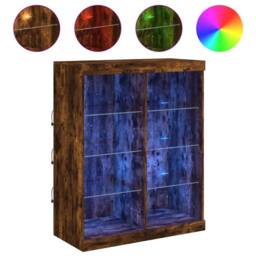 Berkfield Home Sideboard with LED Lights Smoked Oak 81x37x100 cm in Brown - Size: 81 x 37 x 100 cm - thumbnail 1