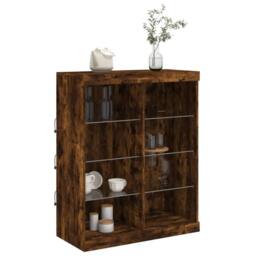Berkfield Home Sideboard with LED Lights Smoked Oak 81x37x100 cm in Brown - Size: 81 x 37 x 100 cm - thumbnail 5