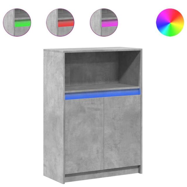 Berkfield Home Sideboard with LED Concrete Grey 72x34x100 cm Engineered Wood - Size: 72 x 34 x 100 cm - image 1