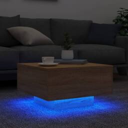 Berkfield Home Coffee Table with LED Lights Sonoma Oak 55x55x31 cm in Light Tan - Size: 55 x 55 x 31 cm - thumbnail 4