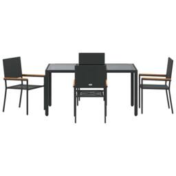 Berkfield Home Modern 5 Piece Garden Dining Set Black Poly Rattan - thumbnail 7