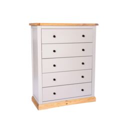 Cabinet Bits Bomporto 5 Drawer Chest of Drawers Brass Knob in Light Grey - thumbnail 2