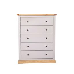 Cabinet Bits Bomporto 5 Drawer Chest of Drawers Brass Knob in Light Grey