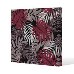Benjamin Tate Design Tropical Leaves in Red, White & Grey (Canvas Print) / 114 x 114 x 4cm in Natural - Size: 114 x 114 x 4 cm - thumbnail 1