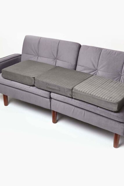 Homescapes Suede Orthopaedic Foam 3 Seater Booster Cushion in Grey - image 1