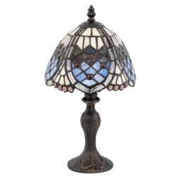 Happy Homewares Handmade Beaded Coloured Stained Glass Tiffany Table Lamp - Size: 8 inches - thumbnail 1