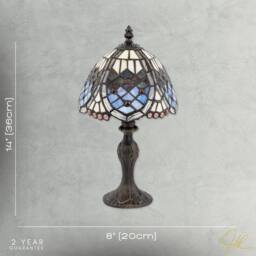 Happy Homewares Handmade Beaded Coloured Stained Glass Tiffany Table Lamp - Size: 8 inches - thumbnail 7