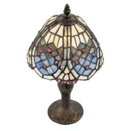 Happy Homewares Handmade Beaded Coloured Stained Glass Tiffany Table Lamp - Size: 8 inches - thumbnail 5