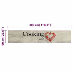 Berkfield Home Kitchen Rug Washable Peper Cooking 60x300 cm Velvet in Grey - thumbnail 5