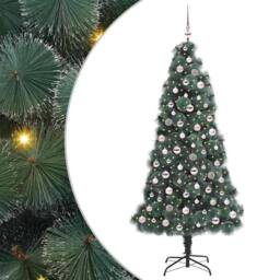 Berkfield Home Elegant Artificial Pre-lit Christmas Tree with Ball Set Green 210 cm - thumbnail 3
