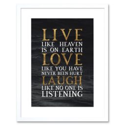 "Artery8 Wall Art Print Slate Quote Live Love Laugh Artwork Framed 9X7 Inch in White - Size: W7"" x H9""" - thumbnail 1