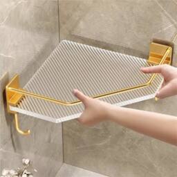 Nordara Gold hookless Corner Shower Shelf Wall Mount Bathroom - Size: 180 cm width x 180 cm drop - thumbnail 3