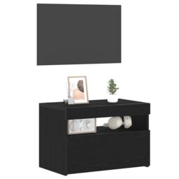 Berkfield Home Black Oak TV Stand with LED Lights, 60x35x40 cm, Made from Engineered Wood - Size: 60 x 35 x 40 cm - thumbnail 3