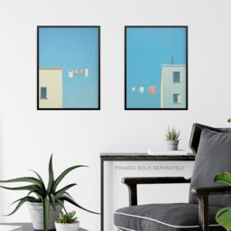 Artery8 Wall Art Print Set of 3 Laundry Day Washing Line Utility Room Minimalist Blue Sky 3 Pack Poster Laundry Room - Size: A4 - thumbnail 6