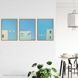Artery8 Wall Art Print Set of 3 Laundry Day Washing Line Utility Room Minimalist Blue Sky 3 Pack Poster Laundry Room - Size: A4 - thumbnail 3