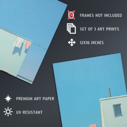 Artery8 Wall Art Print Set of 3 Laundry Day Washing Line Utility Room Minimalist Blue Sky 3 Pack Poster Laundry Room - Size: A4 - thumbnail 4