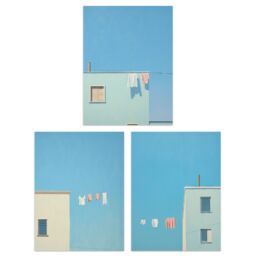 Artery8 Wall Art Print Set of 3 Laundry Day Washing Line Utility Room Minimalist Blue Sky 3 Pack Poster Laundry Room - Size: A4 - thumbnail 1