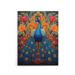 "Artery8 Royal Peacock Exotic Bird Canvas Wall Art Print - Size: W18"" x H24""" - thumbnail 1