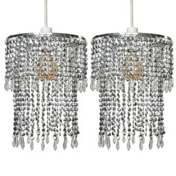 ValueLights Acrylic Droplets Pair of Silver Ceiling Pendant Droplets Shades - thumbnail 2