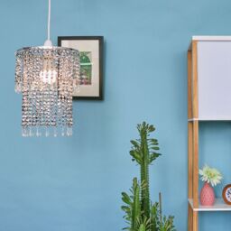 ValueLights Acrylic Droplets Pair of Silver Ceiling Pendant Droplets Shades