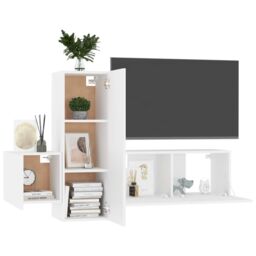 Berkfield Home 3 Piece TV Cabinet Set White Engineered Wood - thumbnail 3