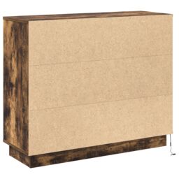 Berkfield Home Sideboard with LED in Smoked Oak - 90x32x75 cm - Made of Engineered Wood in Brown - Size: 90 x 32 x 75 cm - thumbnail 9