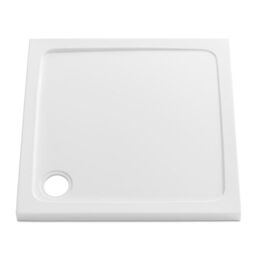 Clifton 900mm Square Shower Tray - STONE RESIN in White
