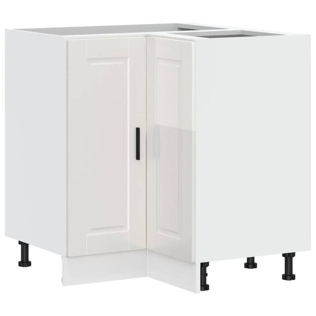 Berkfield Home Kitchen Corner Base Cabinet Porto High Gloss White Engineered Wood - image 1