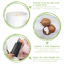Nicola Spring 130g Coconut & Lime Soy Candles - Pack of 3 - Fruity Summer in White - thumbnail 3
