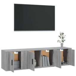 Berkfield Home 3 Piece TV Cabinet Set Grey Sonoma Engineered Wood - thumbnail 3