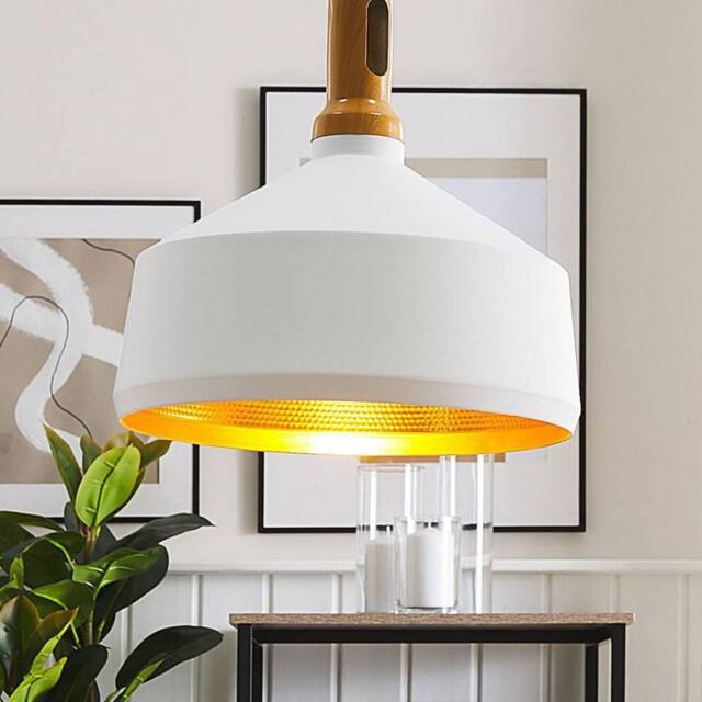Wyld and Coco White Gold Wood Aluminium Geometric Pendant Lamp - image 1