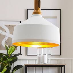 Wyld and Coco White Gold Wood Aluminium Geometric Pendant Lamp