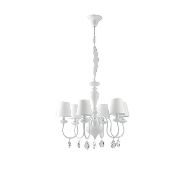 Netlighting ARTHUR 6 Light Chandeliers with Shades White Fabric Lampshade 72x58cm - Size: 72x58 cm