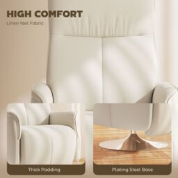 HOMCOM Massage Reclining Chair with Adjustable Backrest, Cream White - thumbnail 5