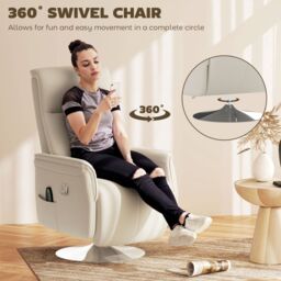 HOMCOM Massage Reclining Chair with Adjustable Backrest, Cream White - thumbnail 4