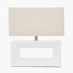 Ruma Block White Ceramic Rectangular Table Lamp - thumbnail 2