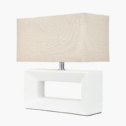 Ruma Block White Ceramic Rectangular Table Lamp - thumbnail 3