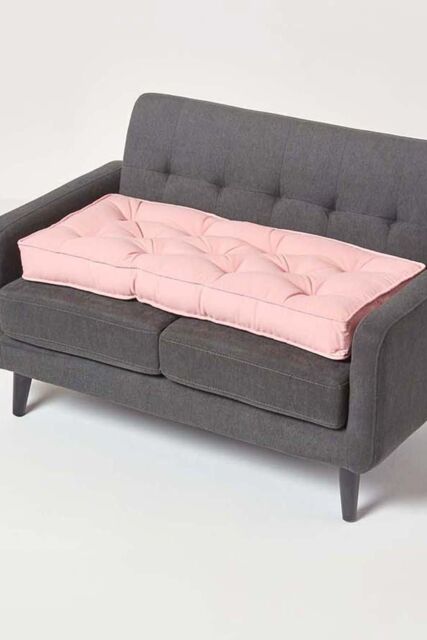 Homescapes Cotton 2 Seater Booster Cushion in Pink - image 1