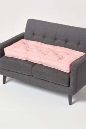 Homescapes Cotton 2 Seater Booster Cushion in Pink