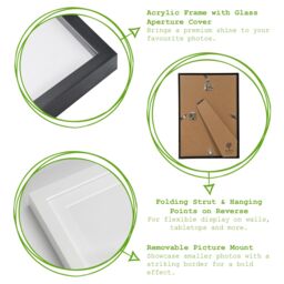 "Nicola Spring Photo Frame with 5"" x 7"" Mount - 8"" x 10"" - White Mount in Black" - thumbnail 2