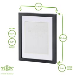 "Nicola Spring Photo Frame with 5"" x 7"" Mount - 8"" x 10"" - White Mount in Black" - thumbnail 3