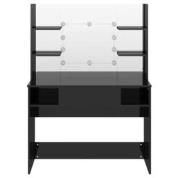 Berkfield Home Makeup Table with LED Lights 100x40x135 cm MDF Shining Black - Size: 100 x 40 x 135 cm - thumbnail 3