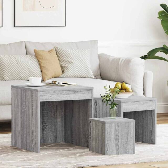 Berkfield Home Nesting Tables 3 pcs Grey Sonoma Engineered Wood - image 1
