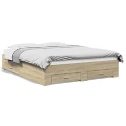 Berkfield Home Bed Frame with Drawers without Mattress Sonoma Oak 160x200 cm in Light Oak - thumbnail 1