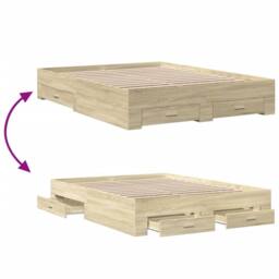 Berkfield Home Bed Frame with Drawers without Mattress Sonoma Oak 160x200 cm in Light Oak - thumbnail 7