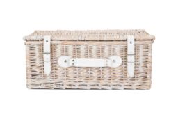 Red Hamper Wicker 45cm White Wash Empty Picnic Basket - thumbnail 4