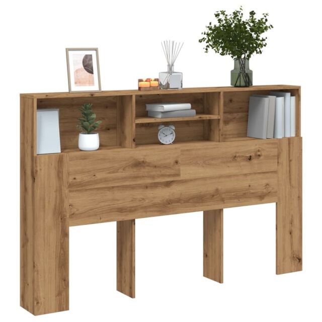 Berkfield Home Headboard Cabinet Artisan Oak 160x19x103.5 cm Engineered Wood in Brown - image 1