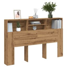 Berkfield Home Headboard Cabinet Artisan Oak 160x19x103.5 cm Engineered Wood in Brown - thumbnail 1