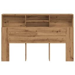 Berkfield Home Headboard Cabinet Artisan Oak 160x19x103.5 cm Engineered Wood in Brown - thumbnail 4