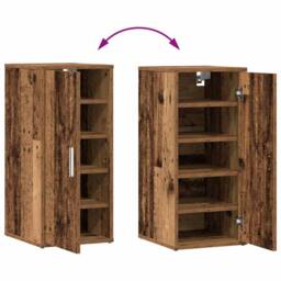 Berkfield Home Shoe Cabinet Old Wood 32x35x70 cm Engineered Wood in Brown - Size: 32 x 35 x 70 cm - thumbnail 8